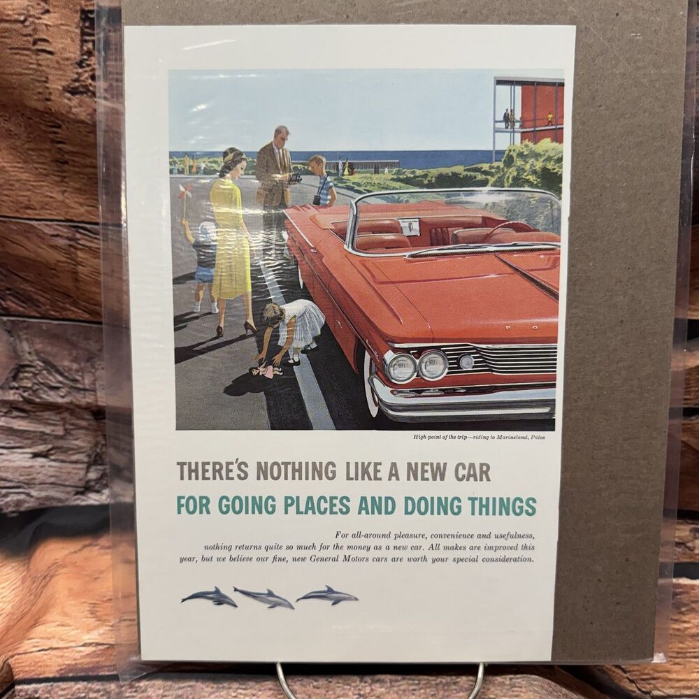1960 Pontiac Bonneville Convertible Original Magazine Ad Marineland Family